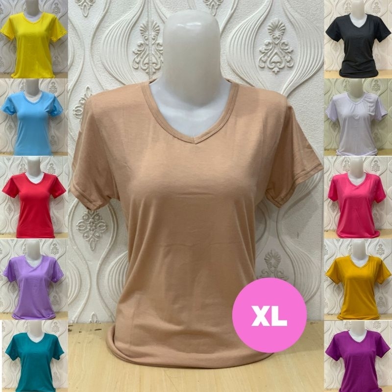 Kaos Polos Pendek Wanita V neck XL