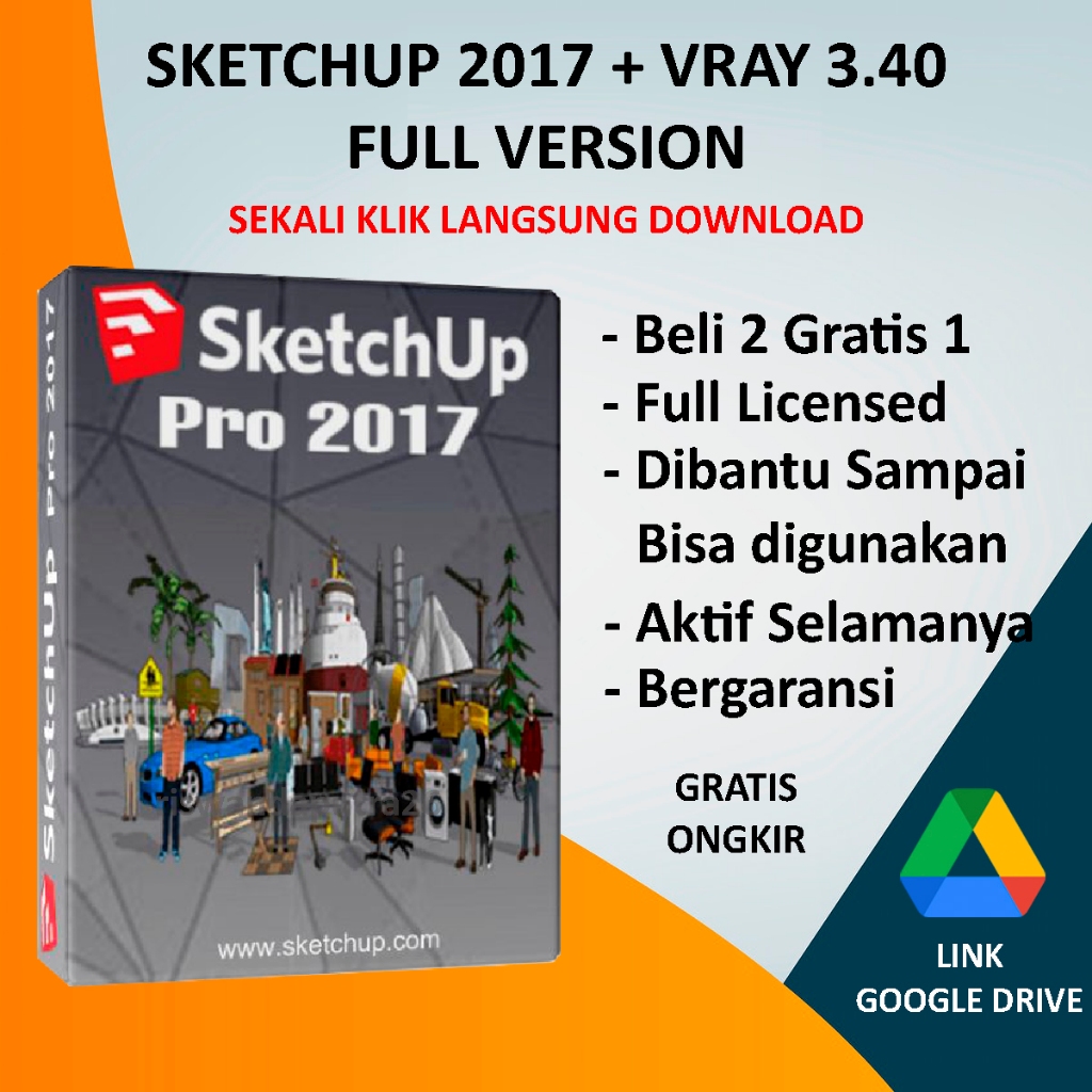 Sketchup Pro 2017 + Vray full version permanen aktif selamanya bergaransi