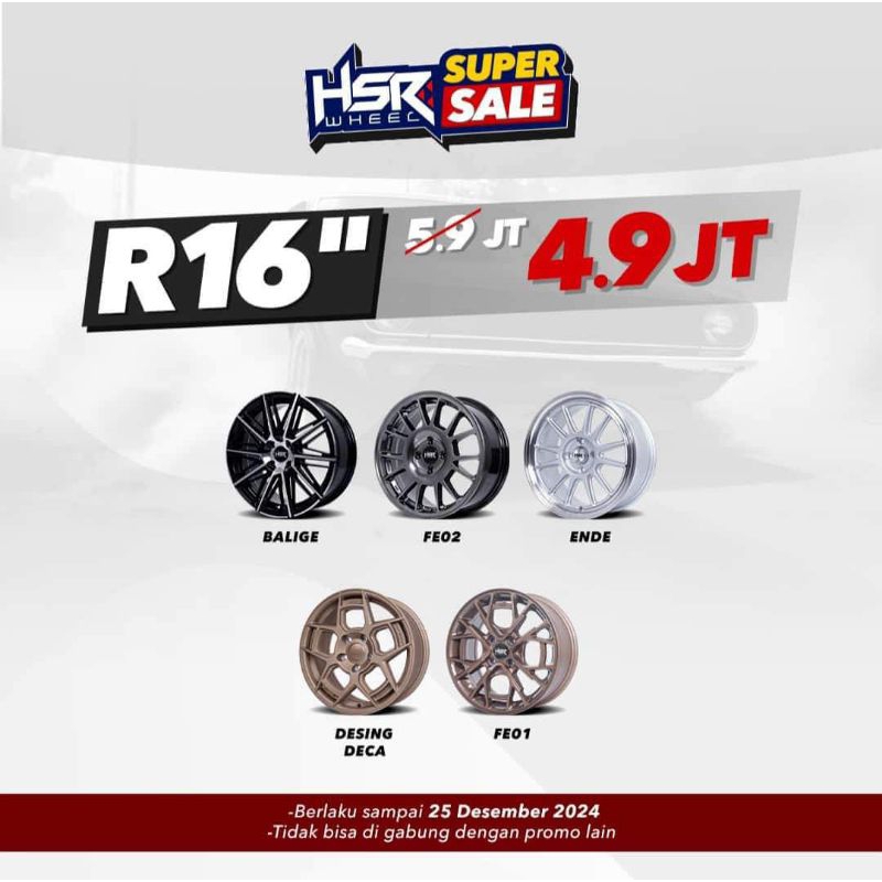 PROMO MURAH VELG HSR RING 16