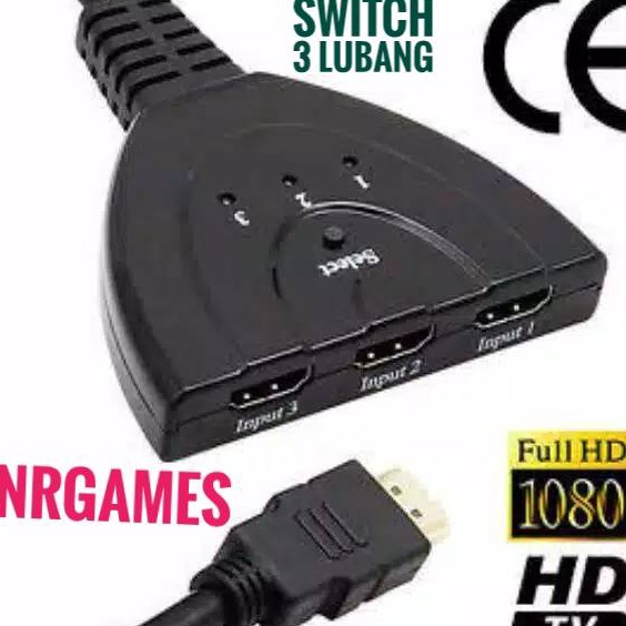 HJ6 HDMI SWITCH 3 PORT  HDMI CABANG 3  HDMI PARALEL SWITCHER