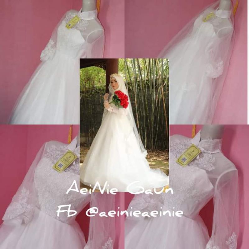 Gaun pengantin mewah warna putih