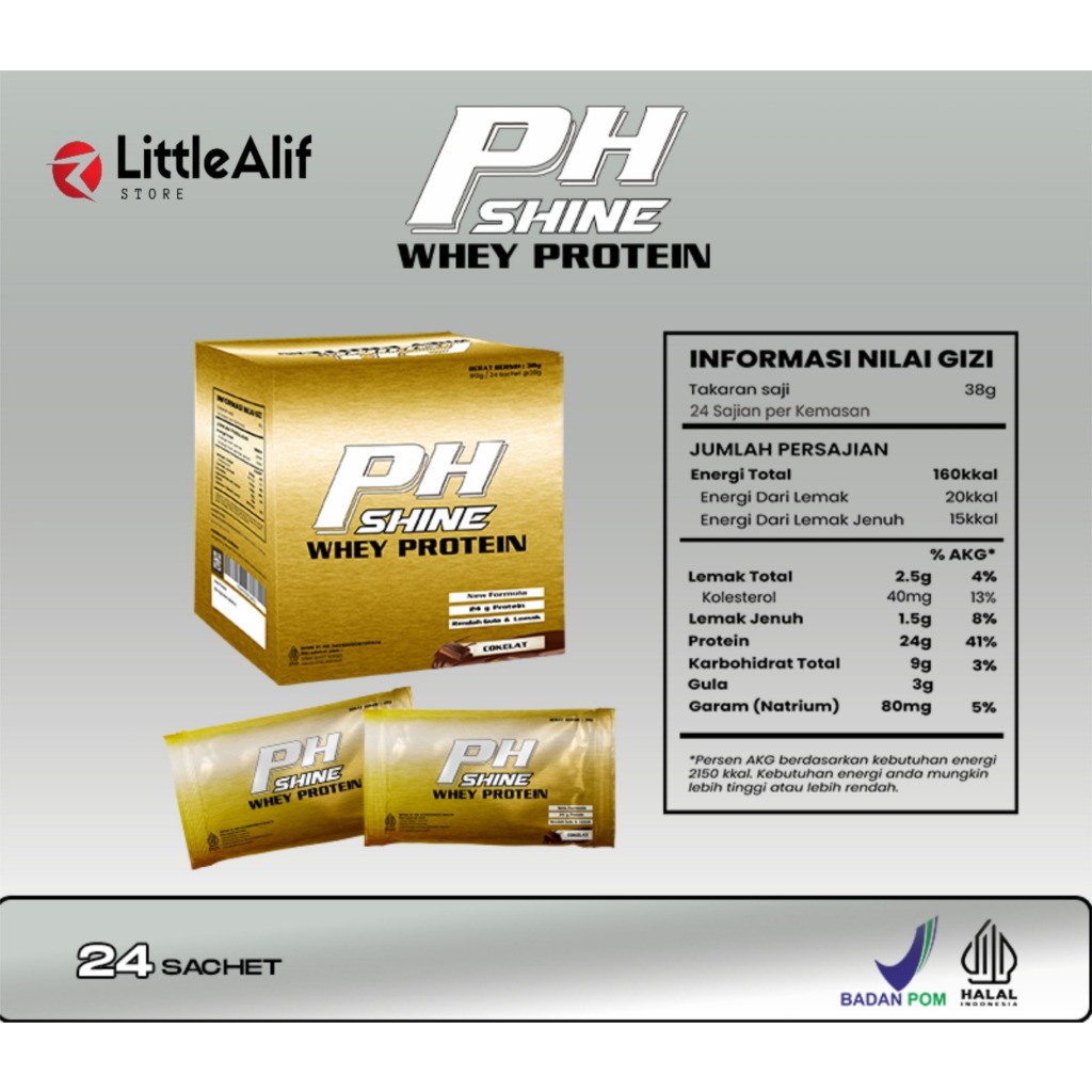 Protein 24g Susu Tinggi Protein-Shine Whey Rendah Lemak-Rendah Gula isi 24Sachet-Protein 24g