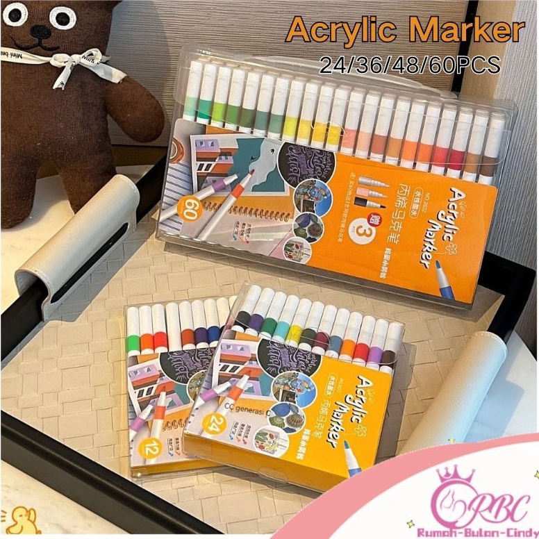 

KODE Y14C Penjual Lokal2436486PCS Acrylic Marker DIY Pena Warna Lukisan Spidol Keramik Pena Berbasis Air Spidol Akrilik