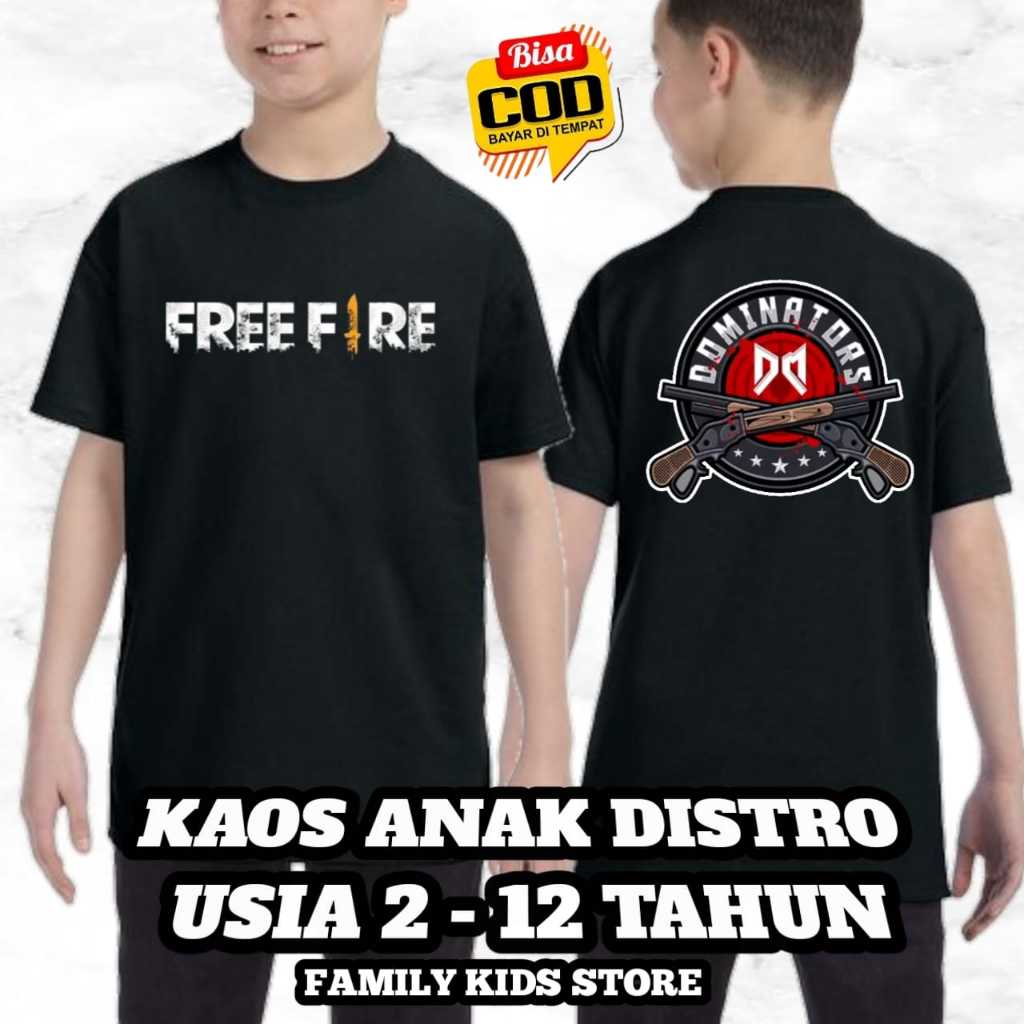 (BISA COD) KAOS ANAK BAJU ANAK FF FREE FIRE SQUAD GAME DOMINATORS FF FREE FIRE