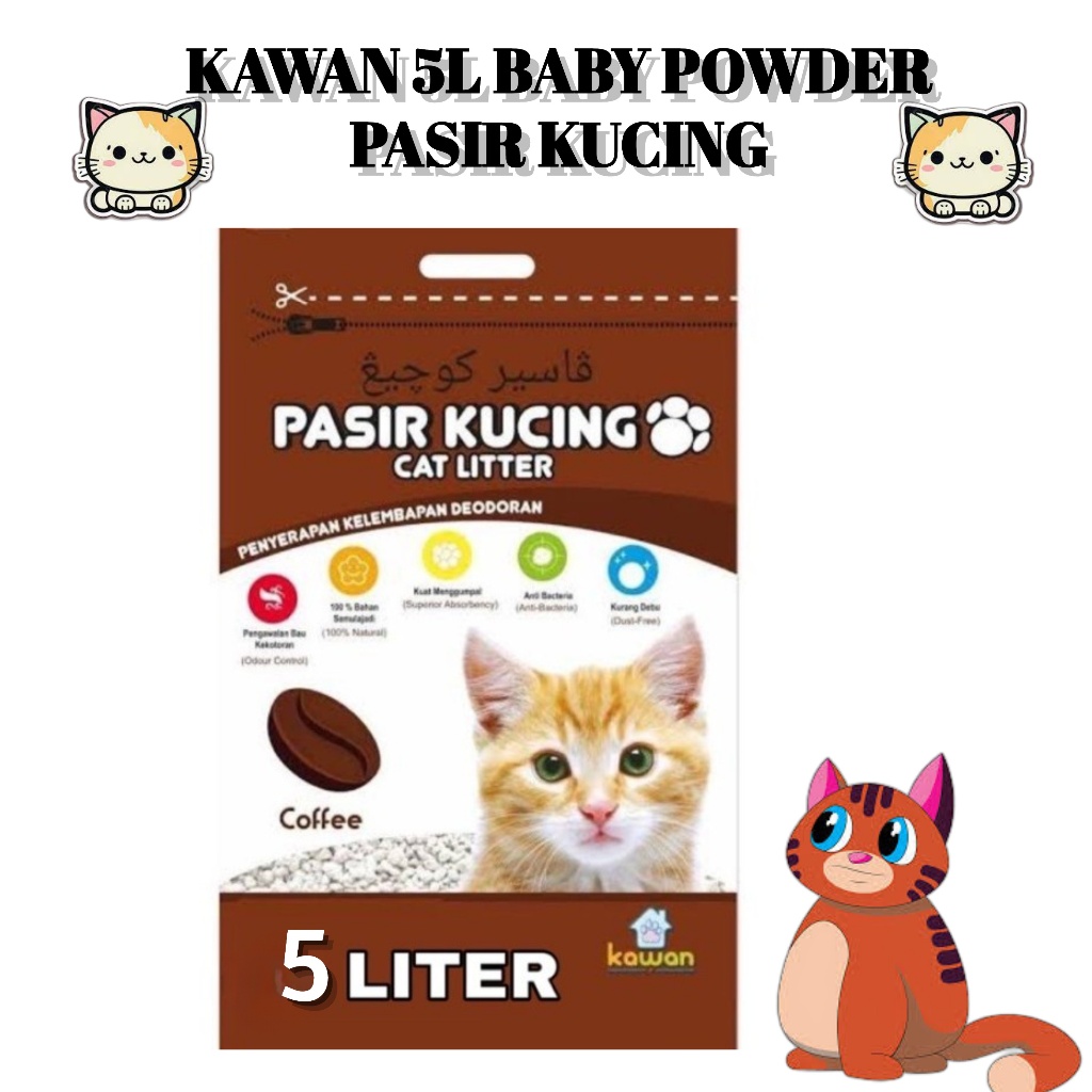 Pasir Kucing Kawan Coffee 5L 5 L Liter Aroma Kopi Gumpal Wangi Harum