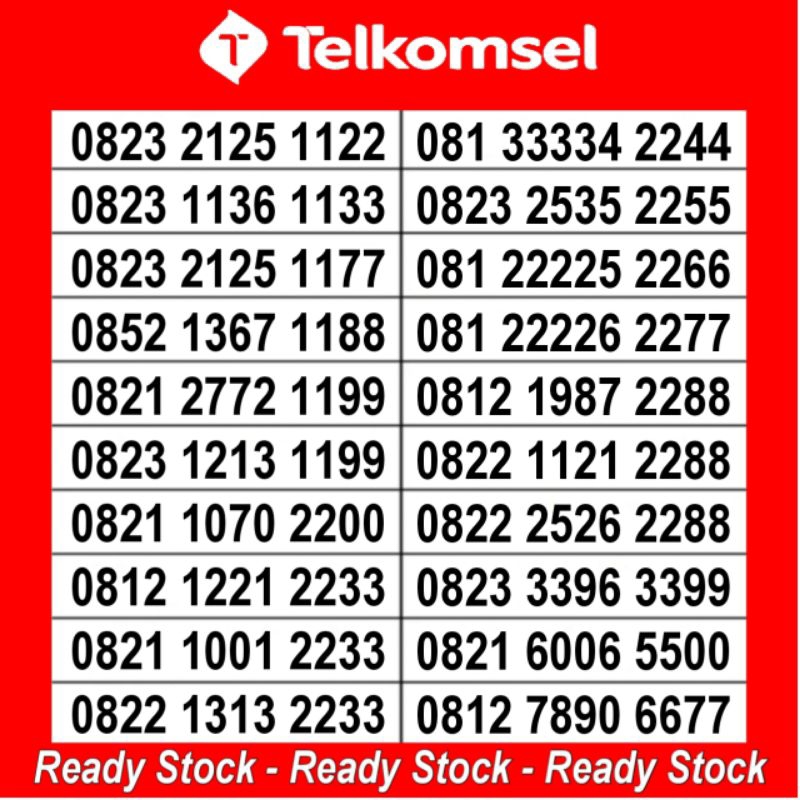 KARTU PERDANA SIMPATI CANTIK KWARTET EKOR AABB 1177 2233 2244 2266 2277 3399 6688 7755 8822