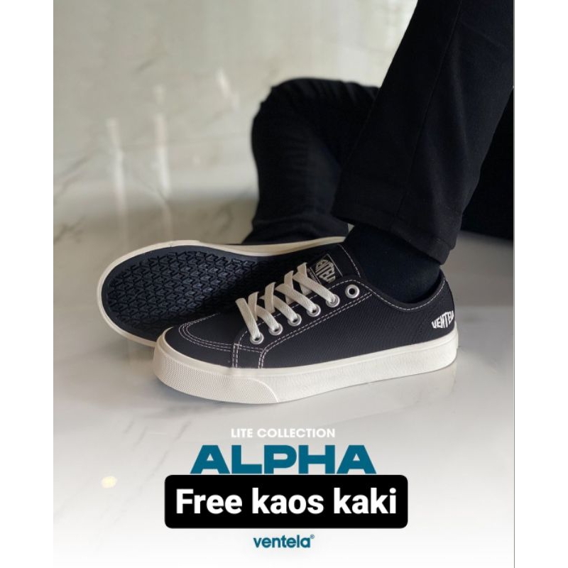 VENTELA ALPHA Black NATURAL LOW SNEAKERS CASUAL VENTELA VENTELA ALPHA HITAM PUTIH SEPATU VENTELA ALP