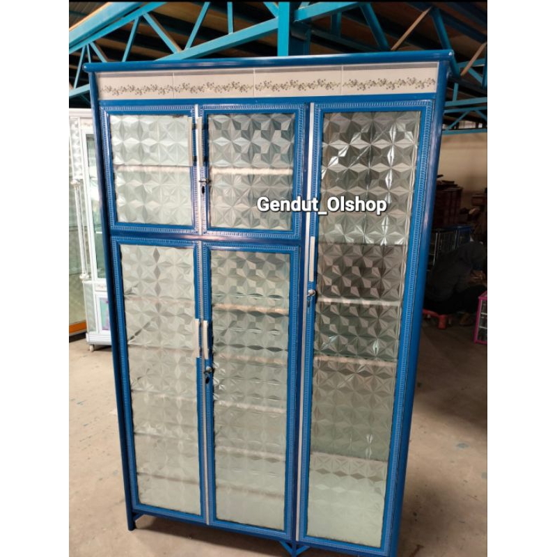 (Khusus Wilayah Palembang) Lemari Tas Serbaguna Lemari Rak Sendal Rak Sepatu Kaca Aluminium Tiang Wa