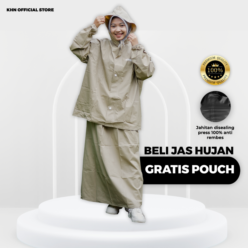 Bonus Pouch Jas Hujan KHN Rok Full Seam Sealing Press Anti Rembes
