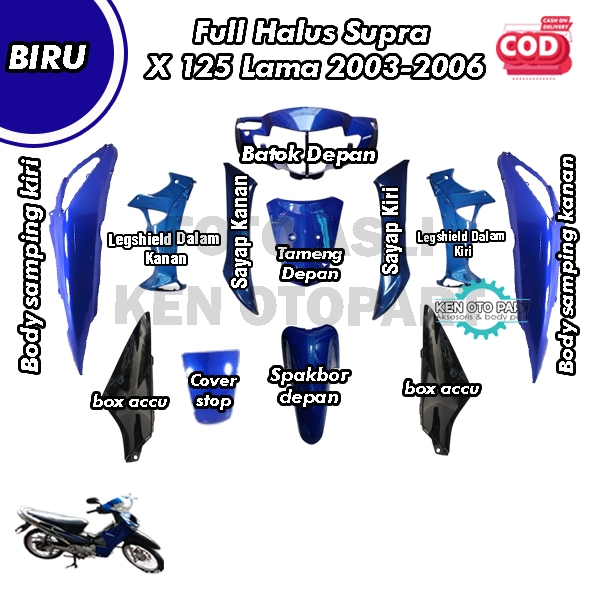 Sepaket Full Set Body Halus Supra X 125 Lama Biru 2003-2006