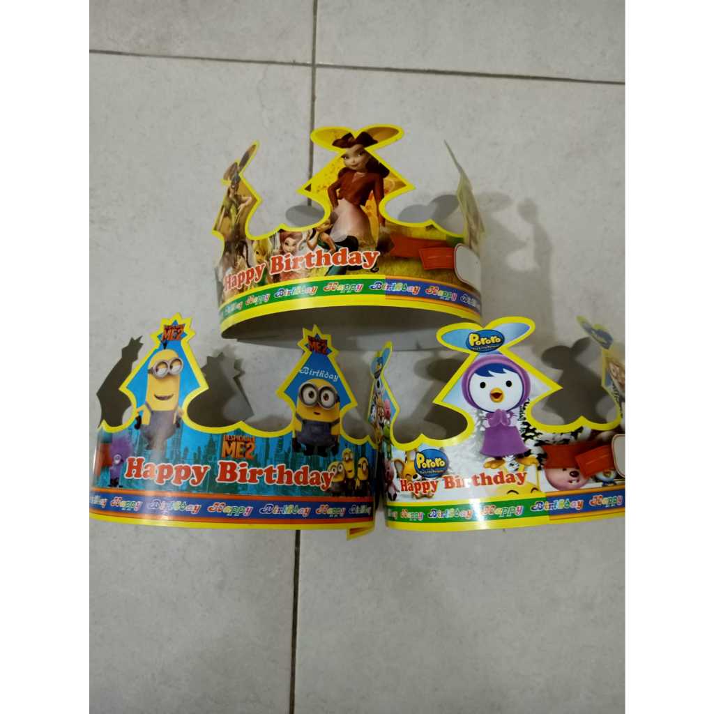 TOPI ULANG TAHUN MAHKOTA KARAKTER KARTUN | TOPI LINGKAR MAHKOTA | TOPI KERTAS ULANG TAHUN