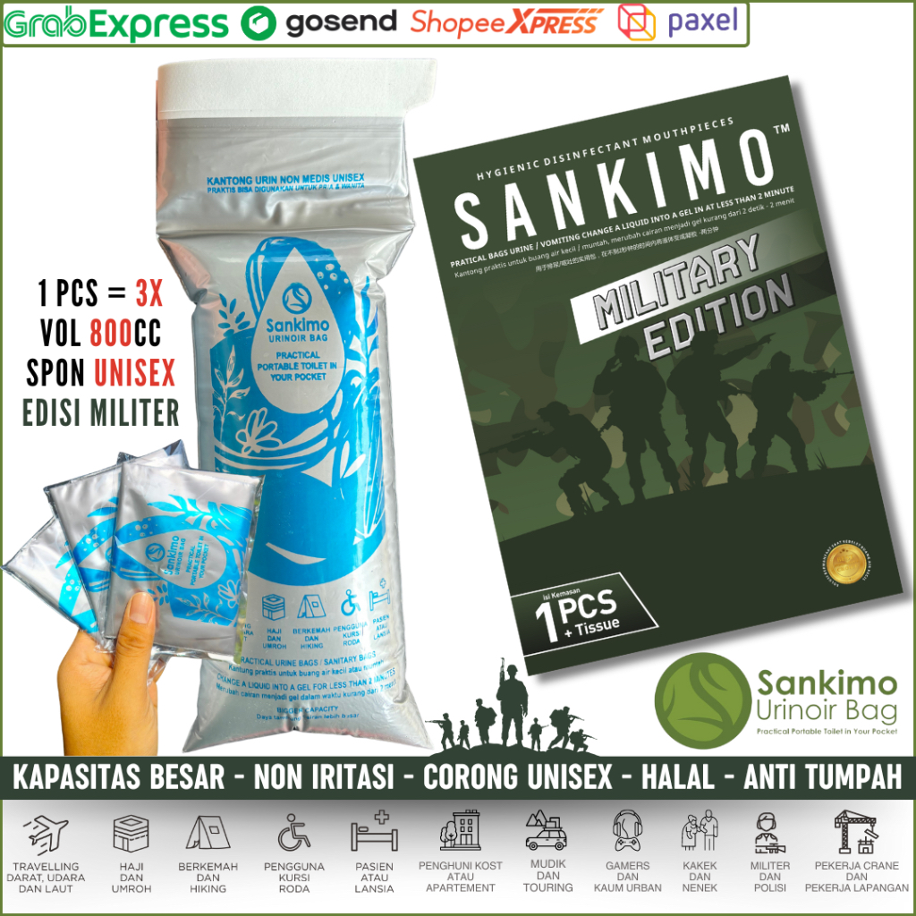 Sankimo Urinoir Bag Militer (Isi 1) / Alat Kencing Army / Kantong Urin / Kantung Urine / Urinoir Bag