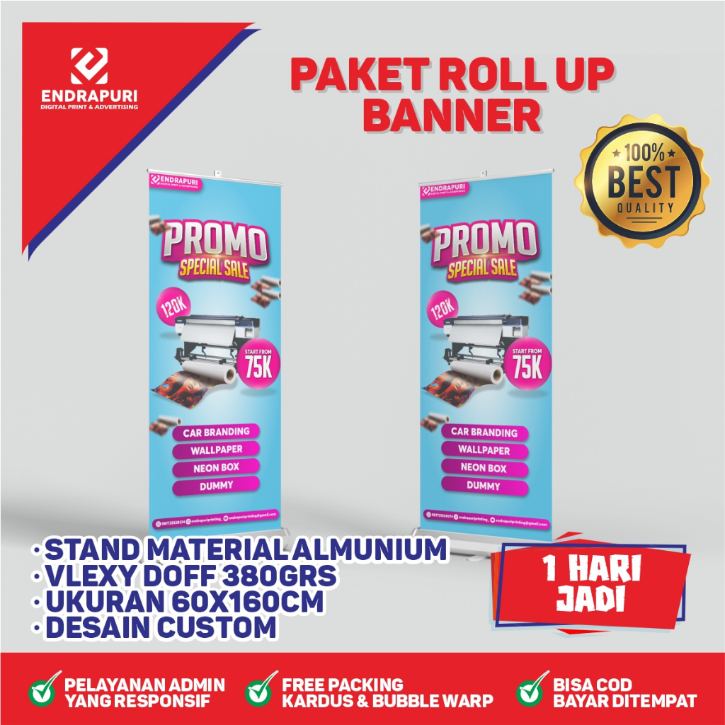 Standing Roll Up Banner Stand Banner 60x160 Cm (Plus Cetak)