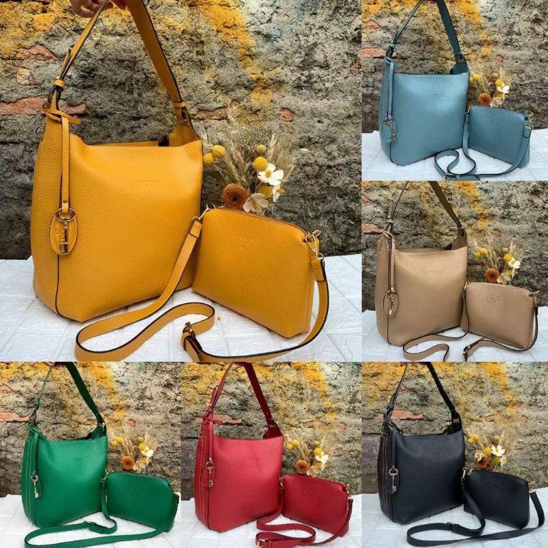tas fosil wanita tas kulit jeruk tas bahu tas shoulder tas selempang
