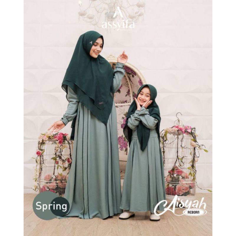 Aisyah Reborn Couple Mom Kids, Dress Mom Set Khimar Original by Assyifa