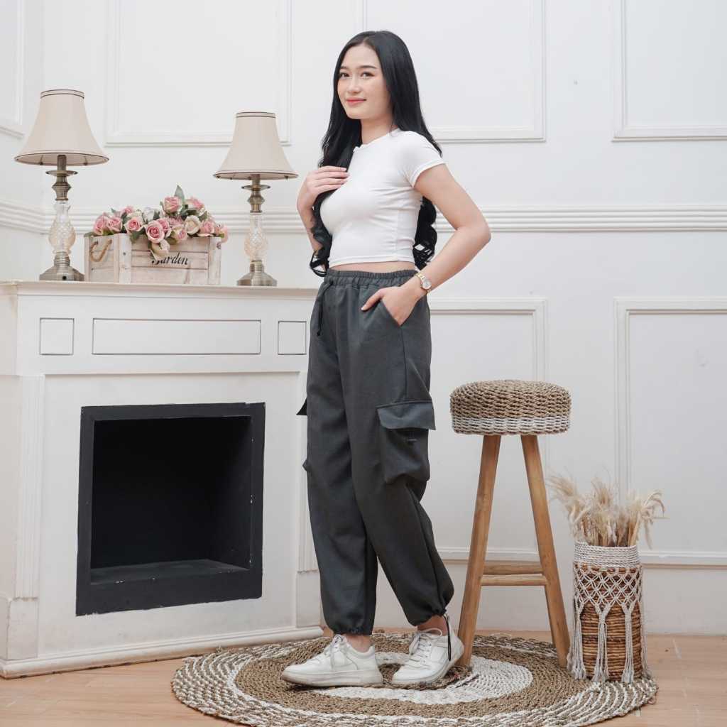 Celana Cargo Serut Wanita