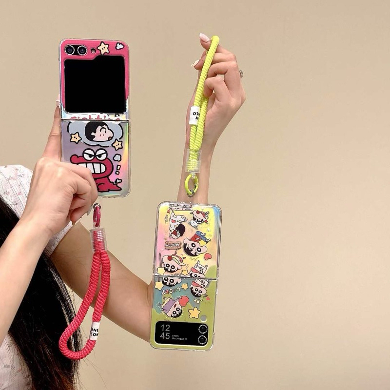 New Hologram Case Crayon Sinchan Kartun Jepang Manga Super Cute Imut With Chain Gantungan Hp Imut Ge