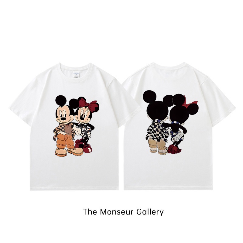 The Monseur Gallery T-shirt Oversize Cetakan Mickey Mouse yang dapat dibalik | Kaos Wanita Biru