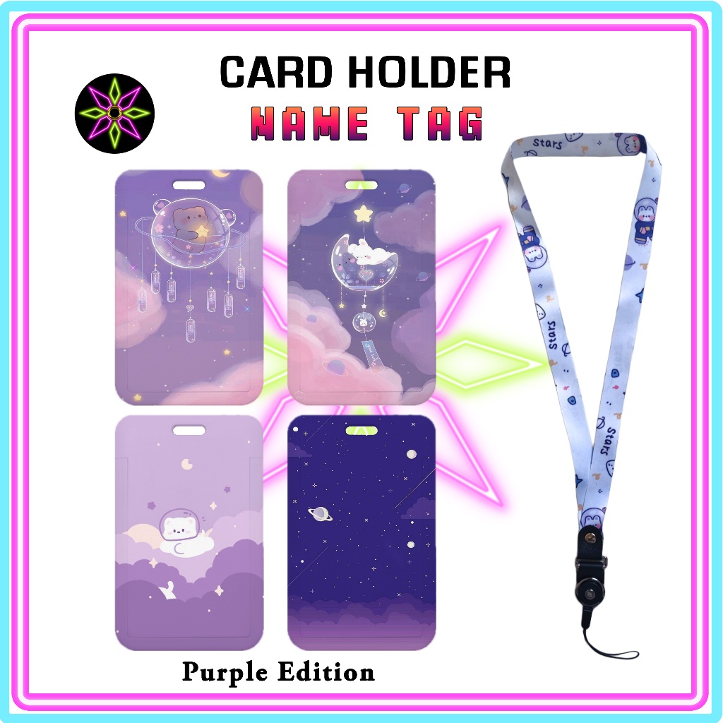 

Hikari Print ID Card Holder + Lanyard Purple Edition Nametag Dengan Tali Card Holder Tempat Kartu Purple Tali