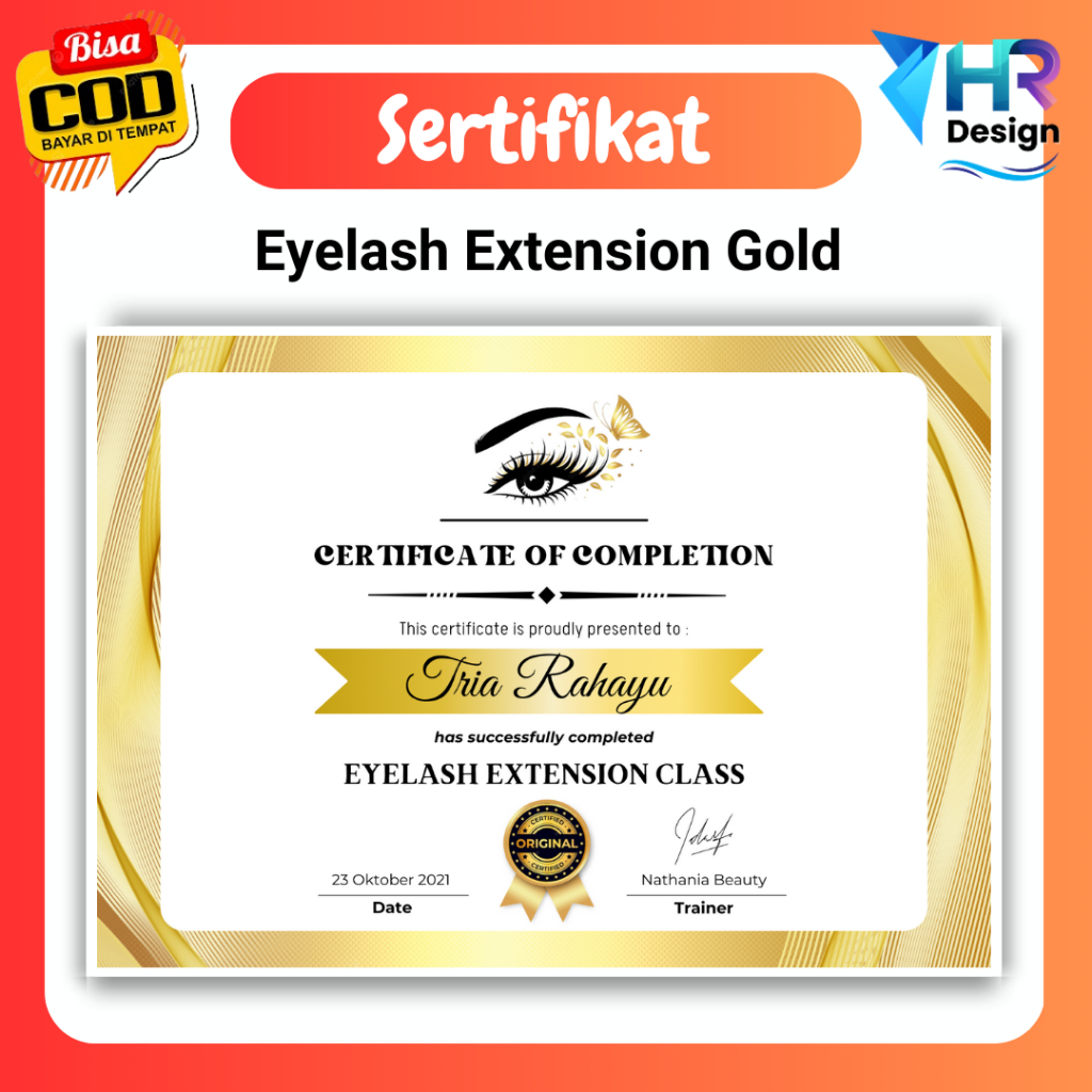 

Cetak Piagam Sertifikat Eyelash Tema Gold Sertifikat Kecantikan
