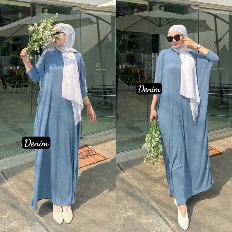 Dress Knit Gamis Gaun Wanita Model Kalong Batwing Jumbo Abaya Import |  Kaftan Jumbo LD 120 AZ 3