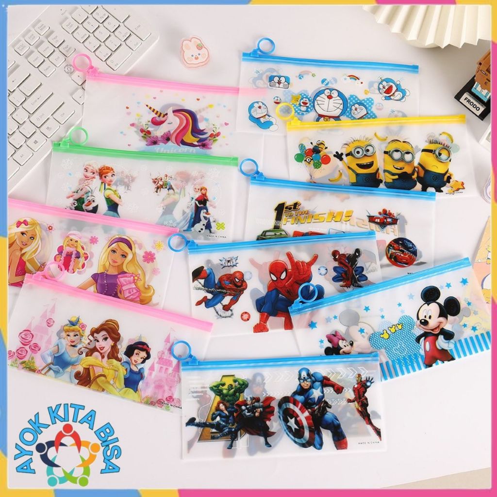 

AKB Tempat Pensil Pulpen Transparan Ziplock Karakter Serbaguna Pouch Zip Lock Penyimpanan Kosmetik Pouch Zipper Pencil Case Tempat Penyimpanan Alat Tulis Murah