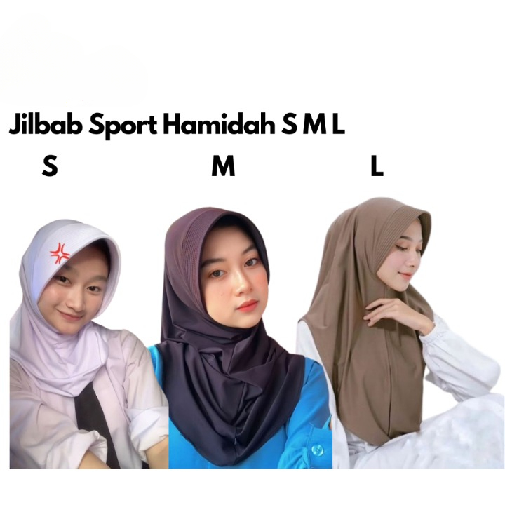 hijab bergo sport volly jersey premium nutup dada / bergo hamidah size S M L Jilbab Sport UK S M L J