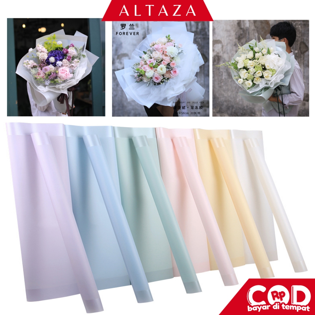 

ALTAZA (1PACK) 20 Lembar Flower Wrapping Big Line Color Cellophane Kertas Buket Bunga Florist KB27