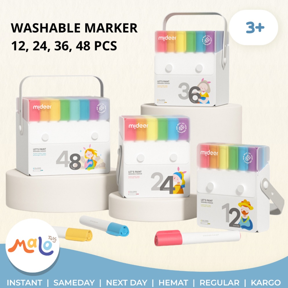 

KODE O8B8 MALOTOYS Mideer Washable Marker Spidol 12 24 36 48 Warna 12 24 36 48 pcs Color Colors Nontoxic Colour Mewarnai Menggambar Mainan Prakarya Malo Toys