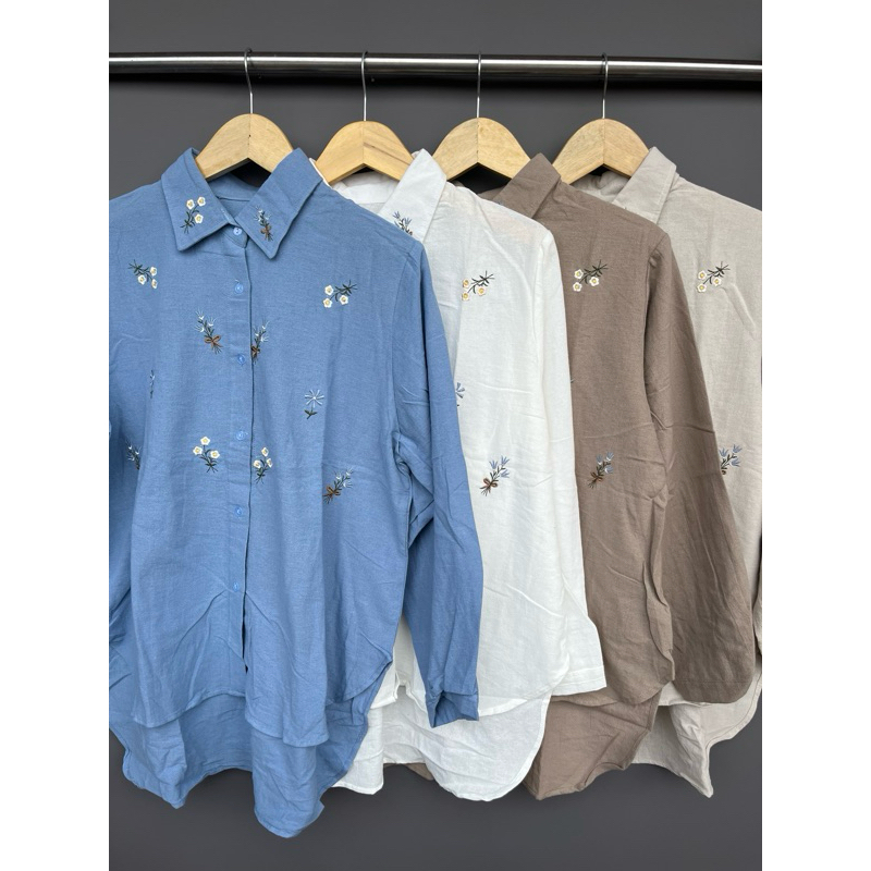 Eva Linen Top | Korean Blouse | Blouse Cantik | Kemeja Wanita | Kemeja Korea | Blouse Lucu | Blouse 