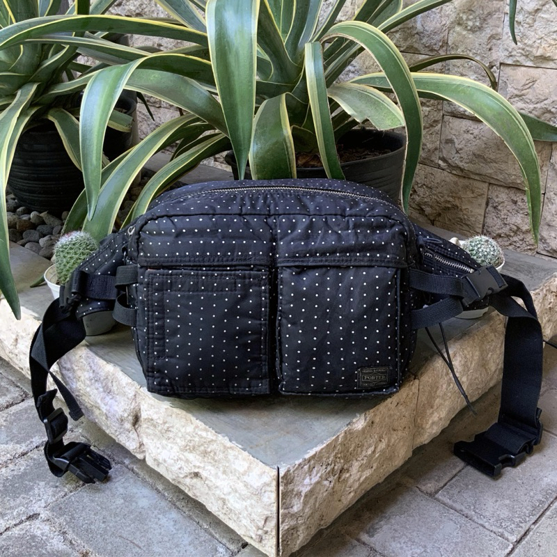 PORTER YOSHIDA & CO TANKER POLKADOT WAIST BAG BLACK