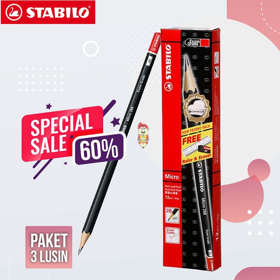 

KODE H5Z4 PAKET 3 lusin Pensil 2B Stabilo Exam Grade 288