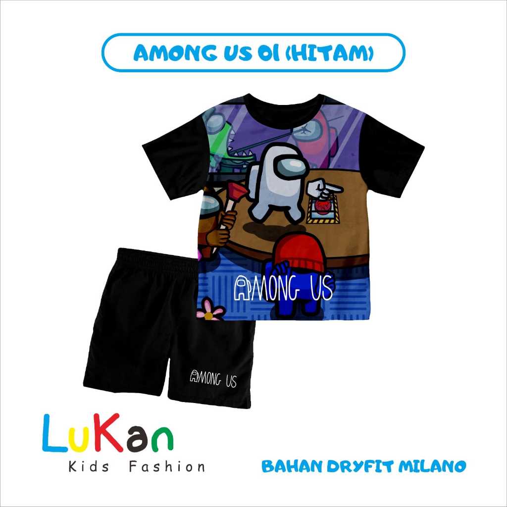 Baju Setelan Kaos Anak Laki-Laki Gaming Among Us