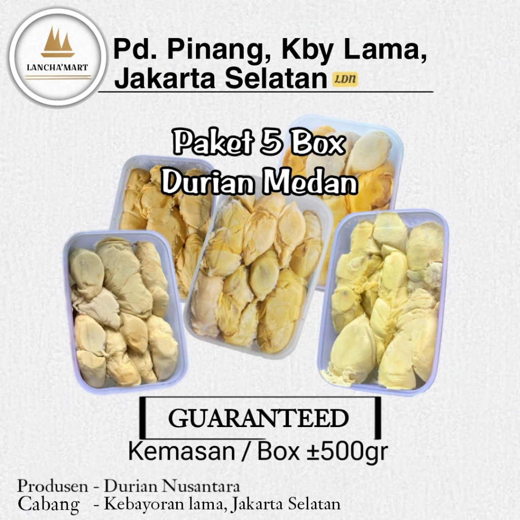 

PAKET DURIAN KUPAS MEDAN 5 BOX / DURPAS MEDAN PREMIUM KEMASAN PERBOX ±500GRAM