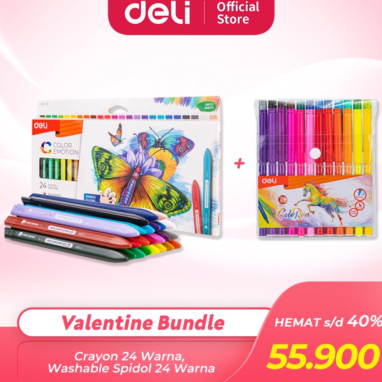 

KODE G9R8 Deli Bundle Edisi Valentine 1set Crayon 24 warna 1set Spidol 24 Warna VAL2221