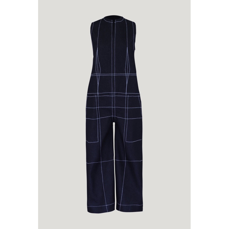 TANGAN WHIM Dark Blue Denim Jumpsuit