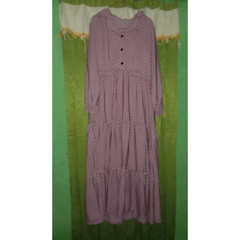 gamis polkadot busui bahan rayon tebal premium