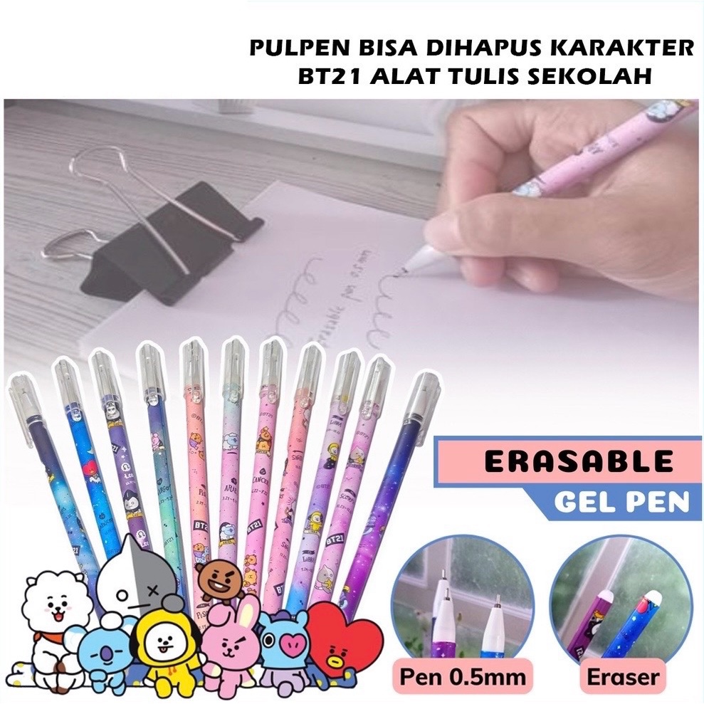 

PULPEN GEL DAPAT DIHAPUS KARAKTER BT21 ZODIAK SERIES - BOLPEN PENA AJAIB ALAT TULIS SEKOLAH KANTOR HB 0.5MM WONDER GEL PEN ERASABLE BALLPOINT PERLENGKAPAN MENULIS ANAK INCLUDE PENGHAPUS UNIK