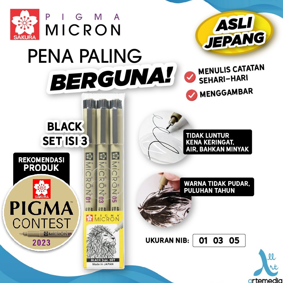 

KODE X1I Drawing Pen Sakura Pigma Micron Set 3 Tip 1 3 5 Pigment Ink Pulpen Gambar XSDK3A Sakura Pigma Micron Drawing pen Set 3