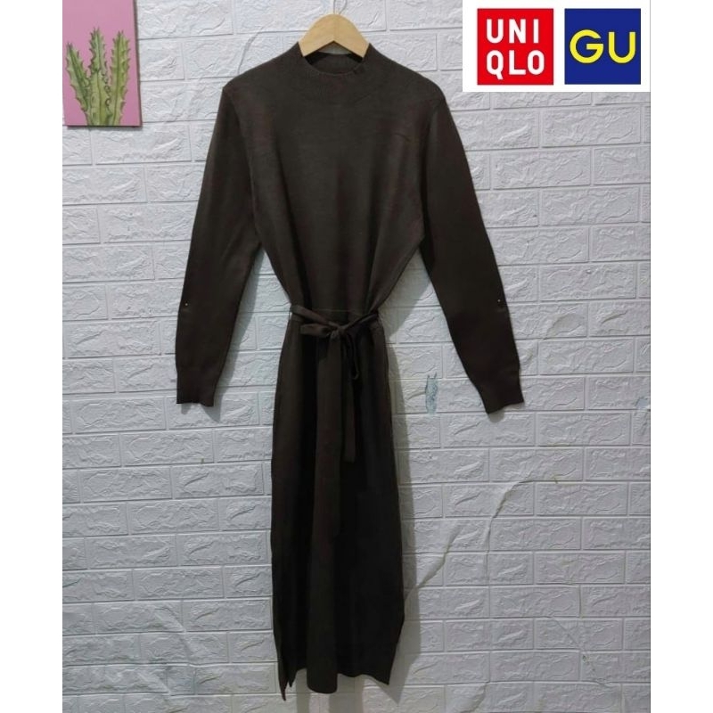 P❤️ GU Brown Knit Long Dress