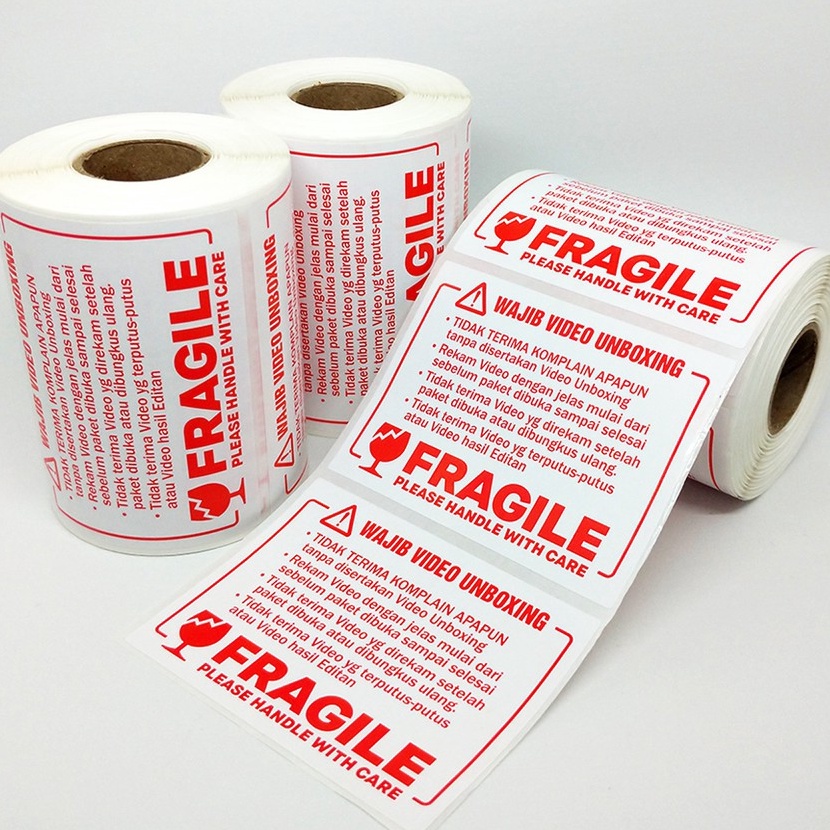 

HJ6 Sticker Fragile Label Wajib Video Unboxing Stiker Pengiriman OnShop 6 x 8 cm 1 roll 3 pcs