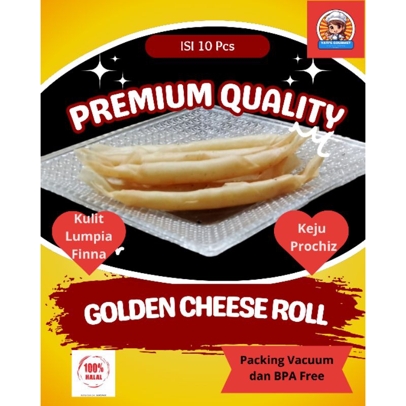 

Golden Cheese Roll / Keju Aroma Premium Frozen Food 10 Pcs Camilan Beku (Harga Spesial Buka toko dan gratis 1pcs Moza cheese roll)