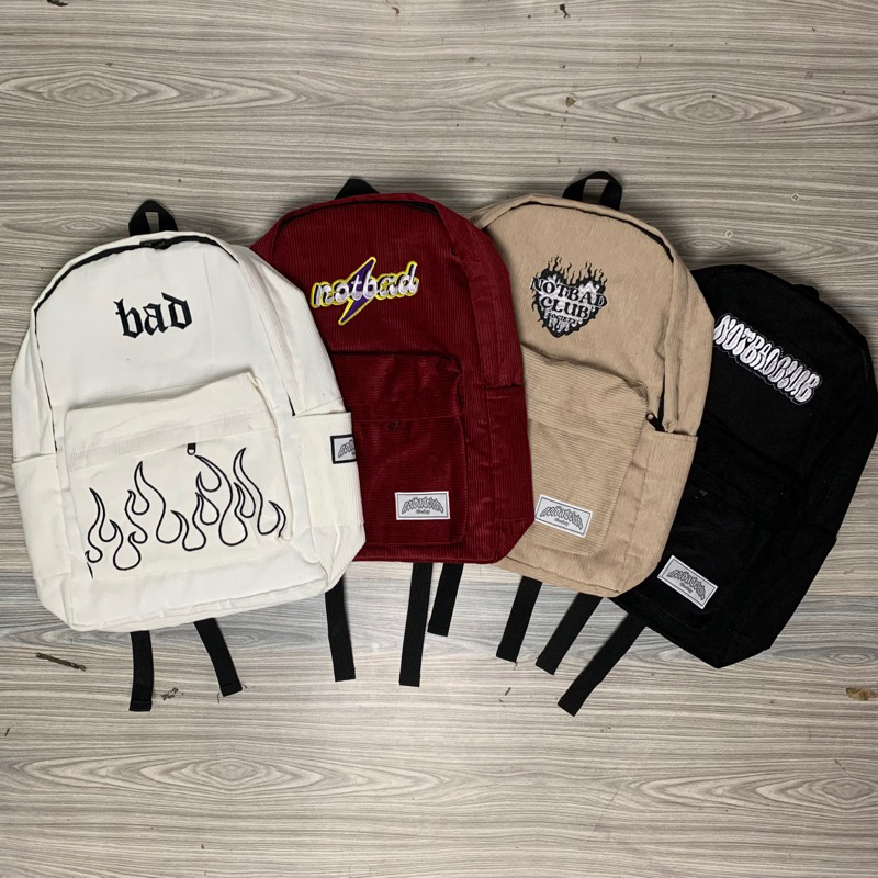Tas Corduroy bagpack sekolah/Tas ransel Corduroy NOTBADCLUB