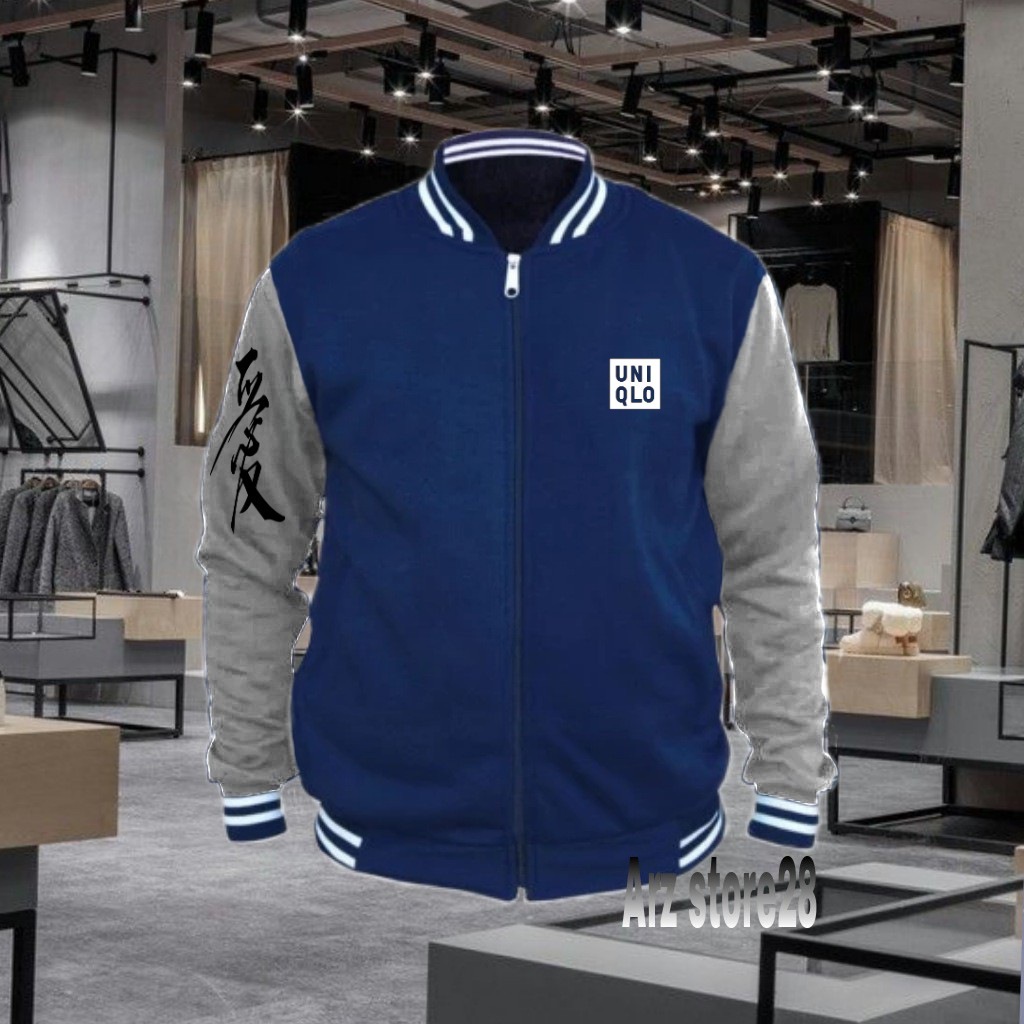 Terlaris  Free Jaket Varsity  Text Putih Uniqlo TT Jepang Hitam   Sweater Distro Terbaru Hoodie Term