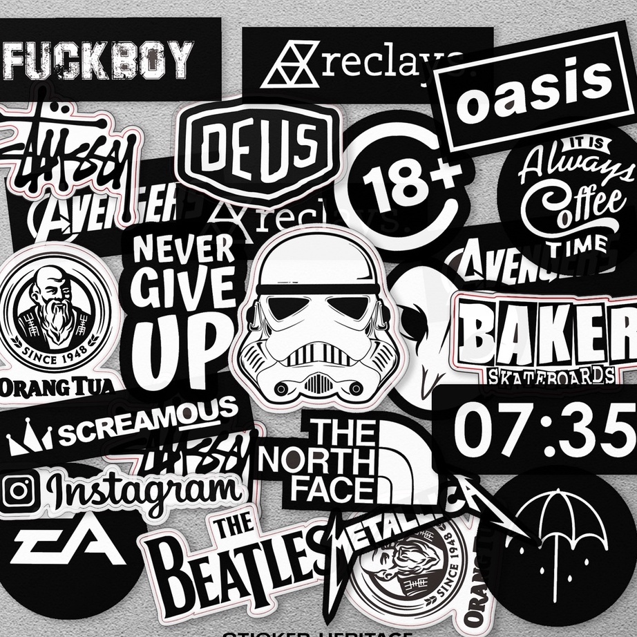 

Ekstra Stiker Aesthetic BLACK WHITE STIKER TUMBLER STIKER LAPTOP estetik pack sticker stiker 1 pcs setiker pack