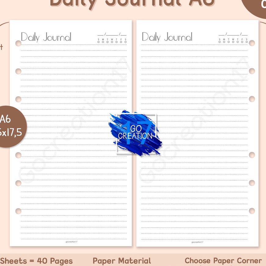 

KF7 Buku Planner Refill Kes Isi Binder Daily Journal an Simple Mmalis 6 ring a6