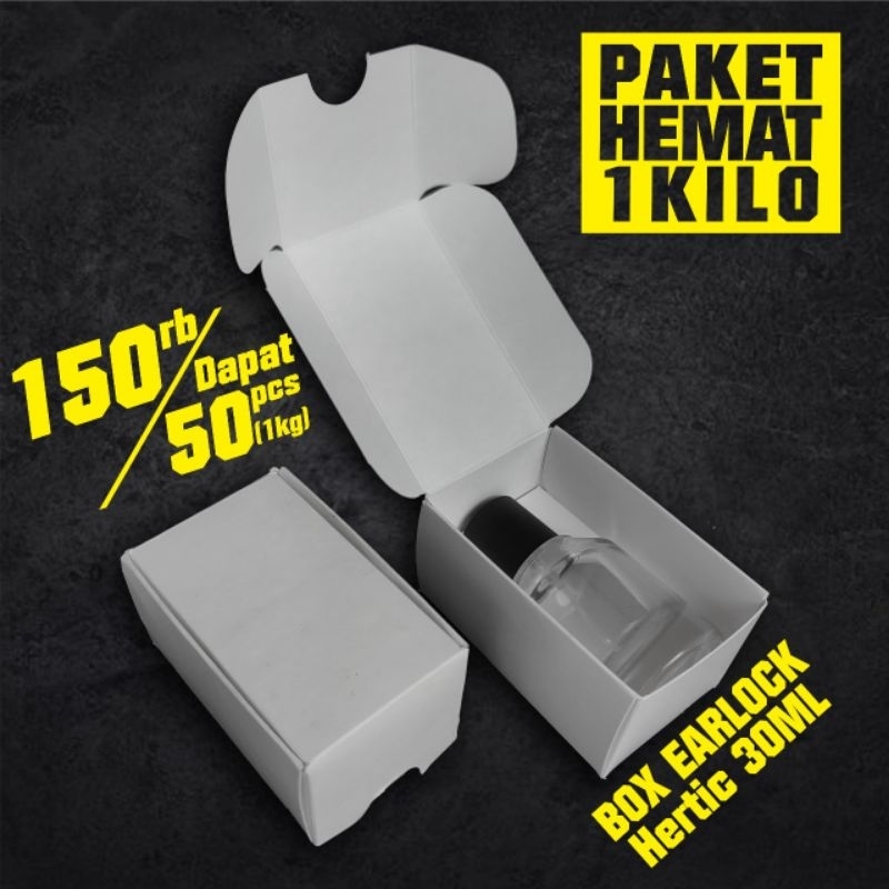 

PAKET 1KILO (ISI 50pcs) BOX EARLOCK untuk botol hertic 30ml putih hitam