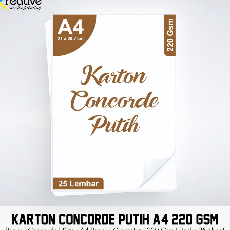

HJ6 Kes Karton Concorde Putih A4 22 gsm 1 pack 25 lbr