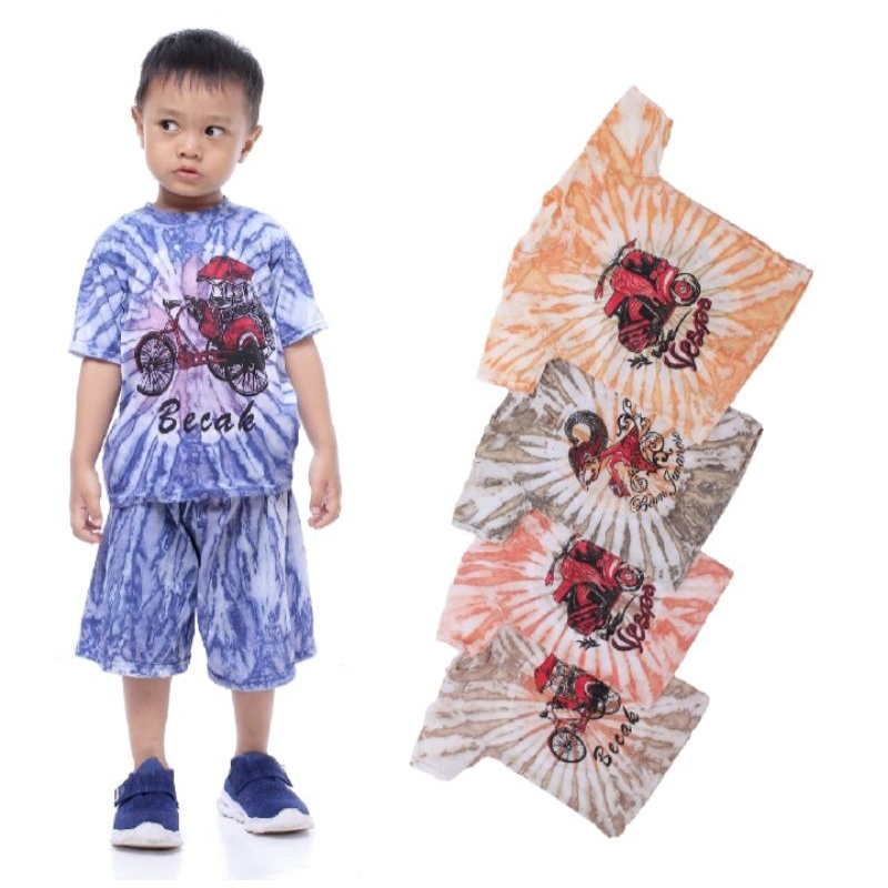SETELAN ANAK BAHAN KAOS  setelan kaos motif abstrak anak cewek cowok| baju anak murah | baju anak mo