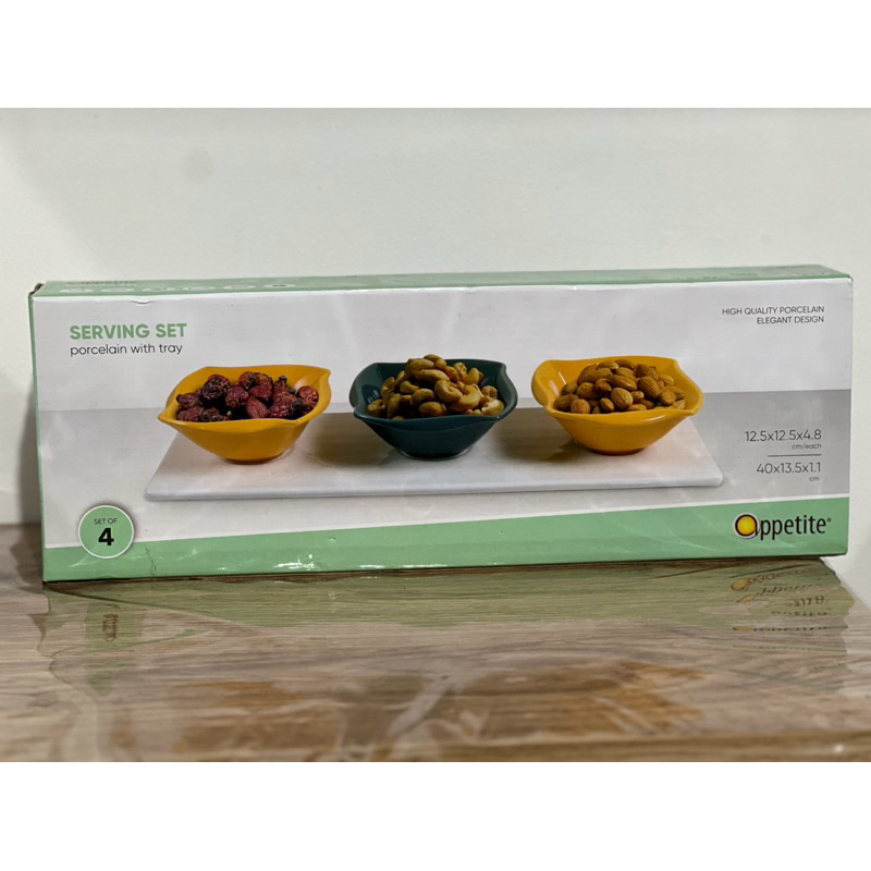 Appetite serving set porcelain with tray / piring saji snack porcelain/ kado